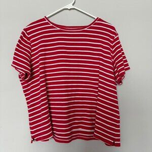 Red and white striped cotton tee